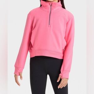 NWT: Girls’ Active Comfort Fleece 1/2 Zip Sweatshirt- All in Motion Pink XL